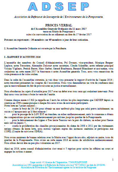 Compte rendu de l'AG de l'ADSEP 2017