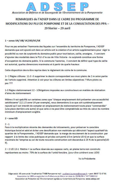 Remarques sur le PLU 2017